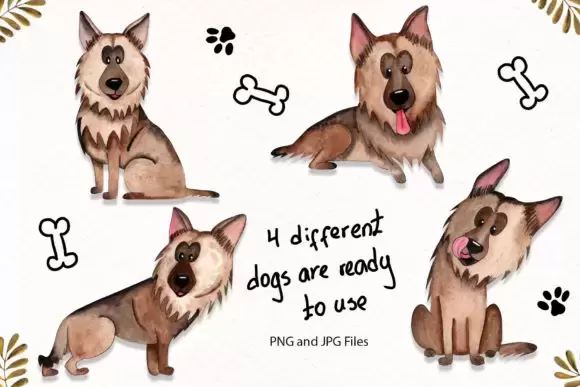 10+个人水彩可爱小狗剪贴画PNG免抠图插图2