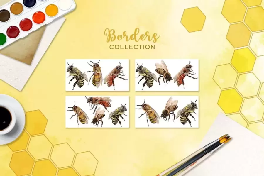 49个蜜蜂PNG免抠图和蜜蜂水彩JPG高清白底图插图6