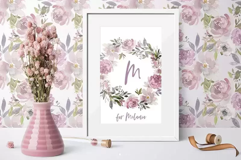 淡紫色水彩玫瑰花卉剪贴画PNG免抠图插图6