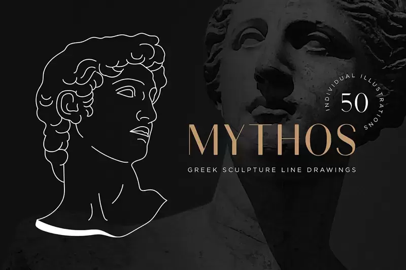 希腊神话人物雕塑线条插图PNG免抠图插图1