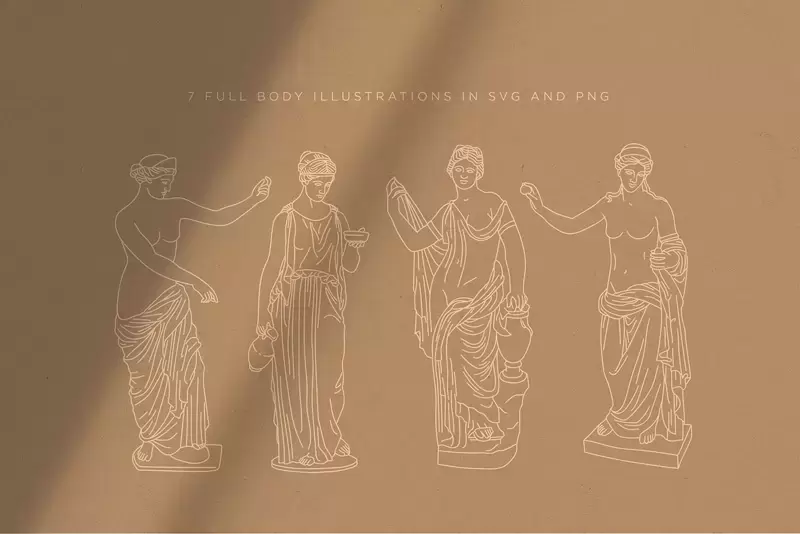希腊神话人物雕塑线条插图PNG免抠图插图7