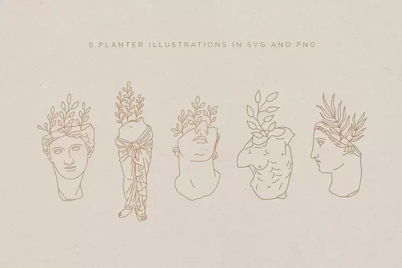 希腊神话人物雕塑线条插图PNG免抠图插图10