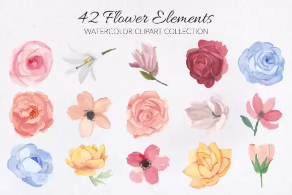188款手绘水彩花卉花朵花环和叶子png免抠图插图3