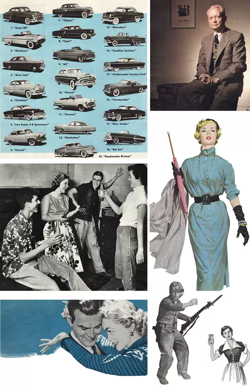 9套复古杂志上世纪人物驾驶汽车PNG免抠图插图5
