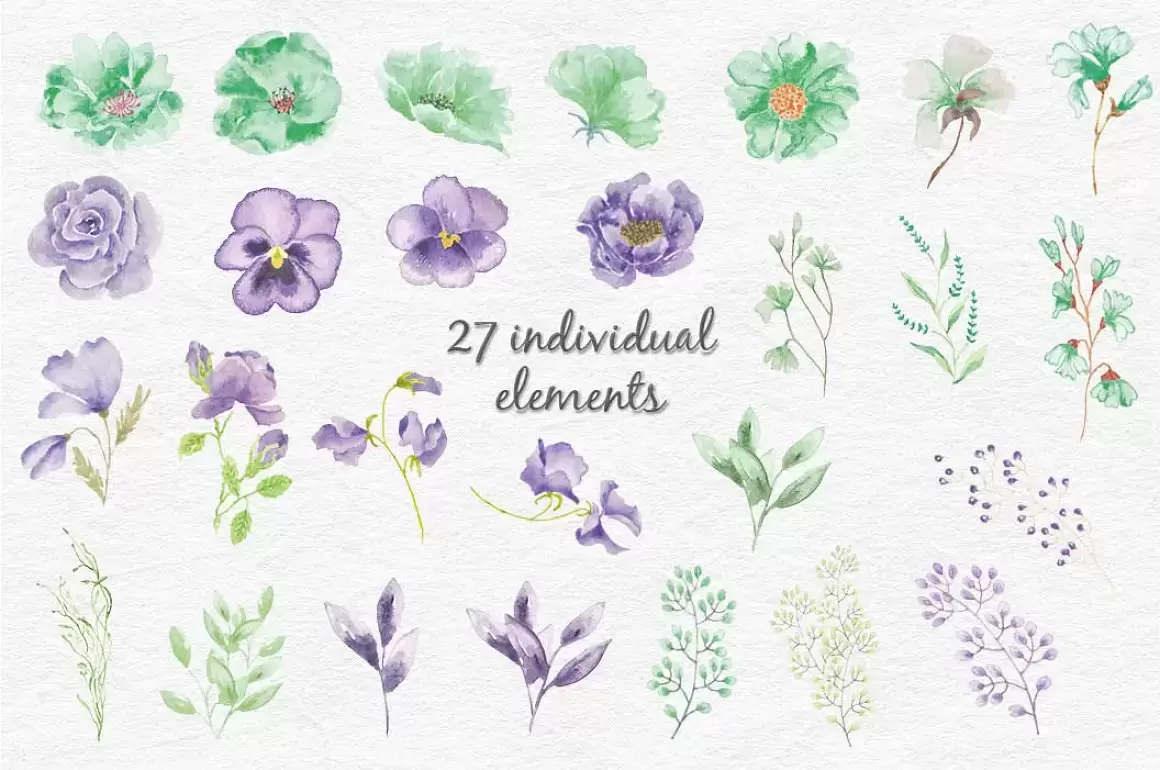 26个花卉装饰的字母和0-9数字装饰图案PNG免抠图插图8