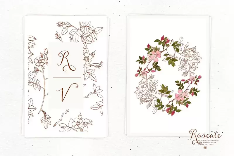 玫瑰-水彩剪贴画和图案集PNG免抠图插图6