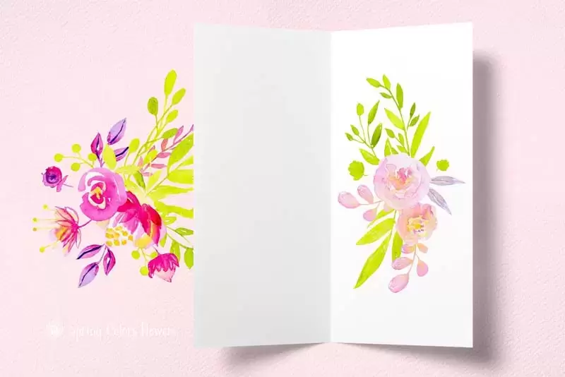 春季鲜艳手绘花卉水彩PNG插图插图5
