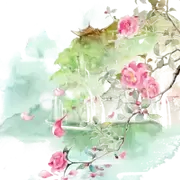 古风复古手绘水彩花卉小清新建筑美化装饰PNG图片素材插图119