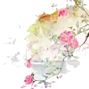 古风复古手绘水彩花卉小清新建筑美化装饰PNG图片素材插图141