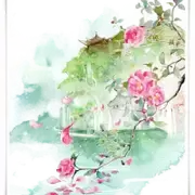 古风复古手绘水彩花卉小清新建筑美化装饰PNG图片素材插图155
