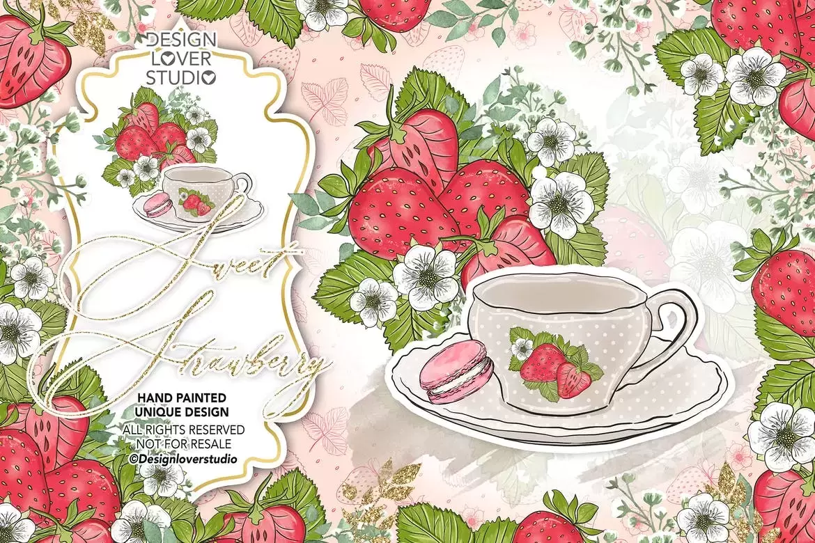 香甜的手绘水彩草莓水果PNG免抠图剪贴画插图1