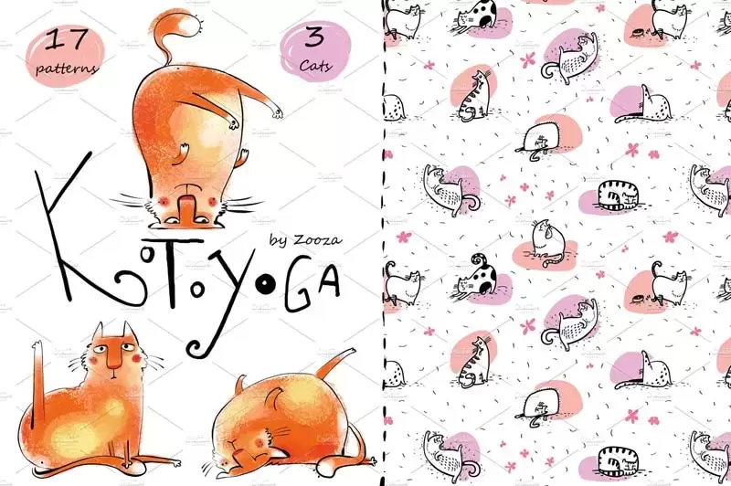 KotoYoga可爱卡通猫PNG免抠图背景和矢量素材插图1