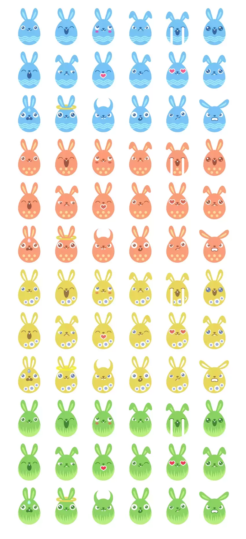 复活节可爱兔子的表情PNG免抠图透明素材插图1