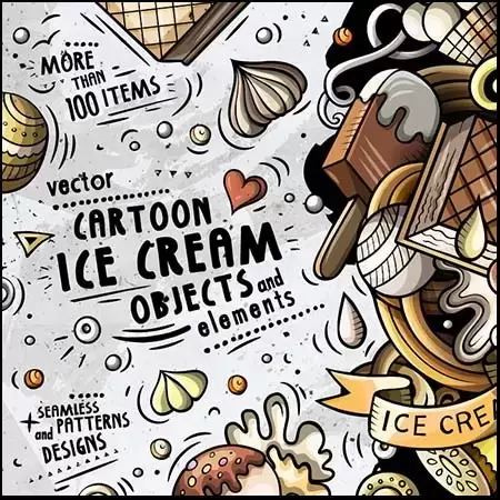 冰淇淋卡通涂鸦艺术创作PNG免抠图大礼包插图
