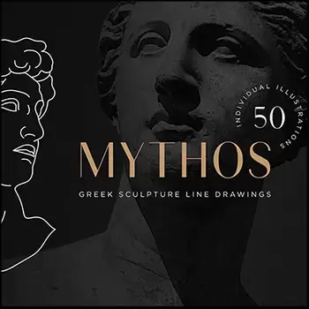 希腊神话人物雕塑线条插图PNG免抠图