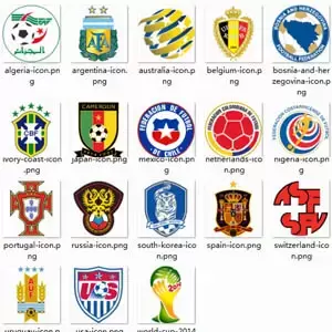 32个国家世界杯足球队PNG免抠图标插图