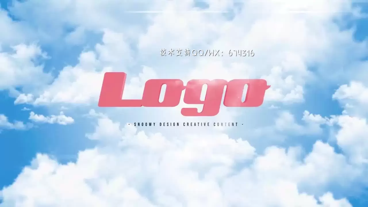 天空白云LOGO标志动画显示AE模板视频下载(含音频)