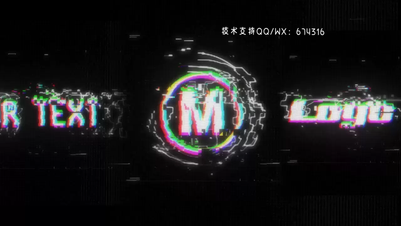 现代故障logo动画信号损坏颜色分离标识特效AE模板视频下载(含音频)