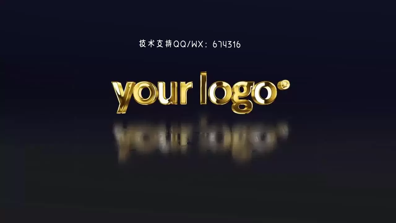 简单的3D金色LOGO标志AE模板视频下载(含音频)插图