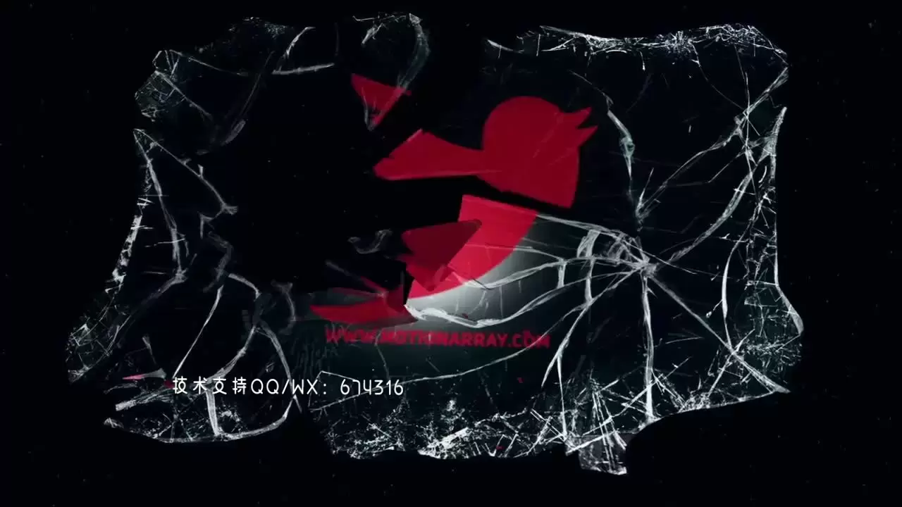 碎玻璃效果广告LOGO标志显示AE模板视频下载(含音频)
