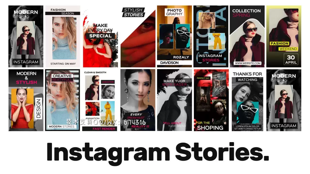 15个创造性动画的新社交媒体Instagram故事Pr模板视频下载(含音频)