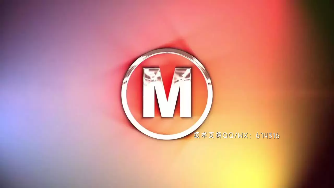 干净多彩的广告彩色灯LOGO标志显示AE模板视频下载(含音频)