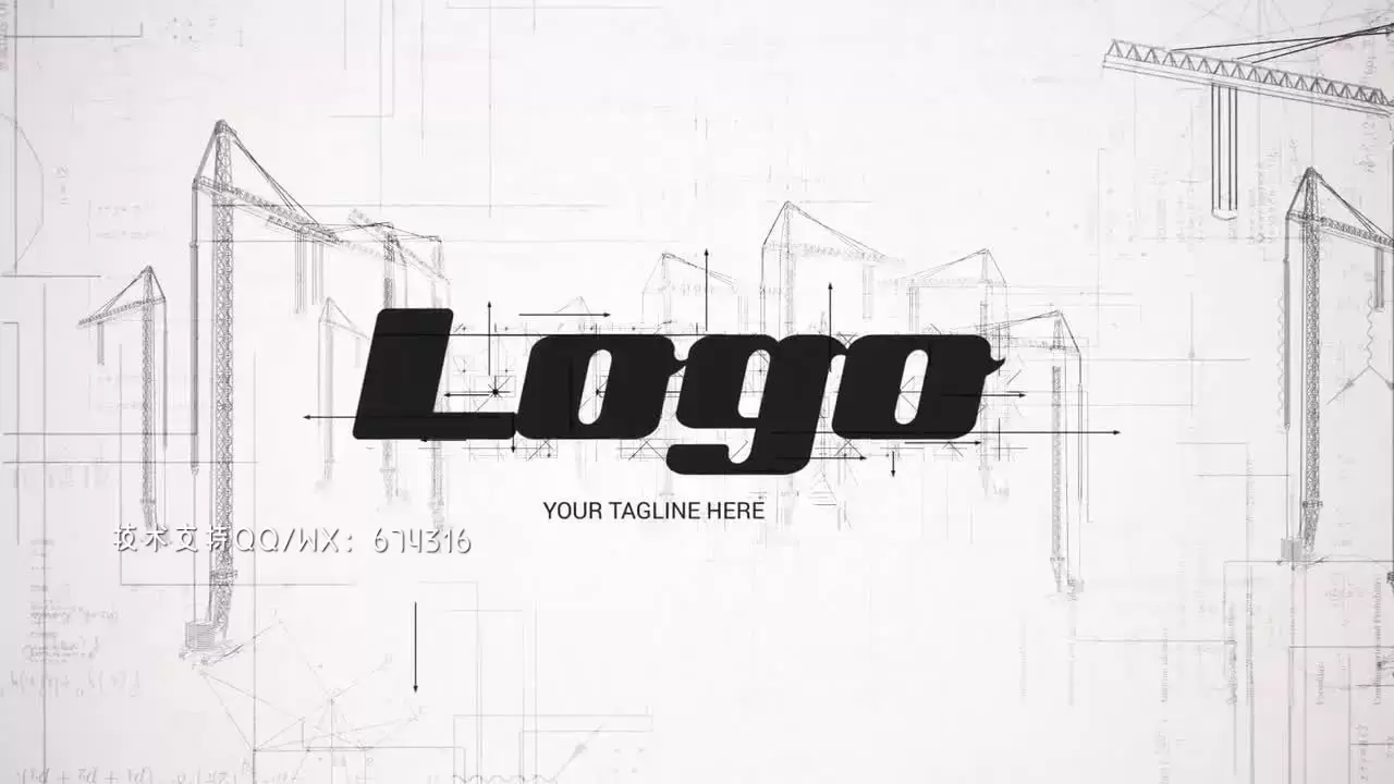 时尚创意简洁的施工现场LOGO标志展示AE模板视频下载(含音频)