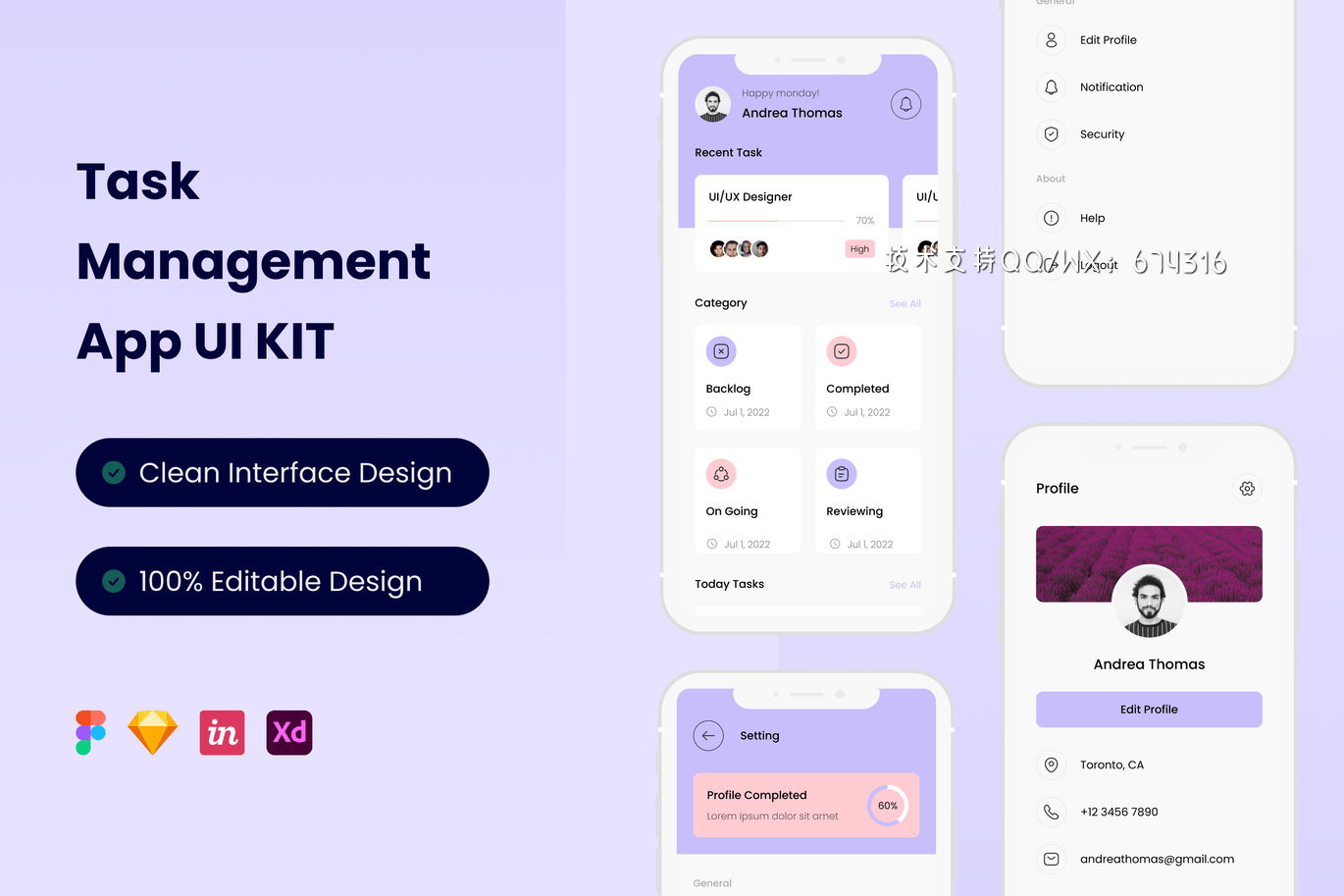 任务管理 App UI Kit (FIG,SKETCH,XD)免费下载