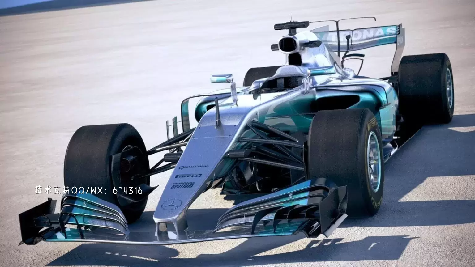 F1 梅赛德斯 Mercedes W08 2017 方程式赛车3D模型下载（C4D,FBX,OBJ,MAX）插图2