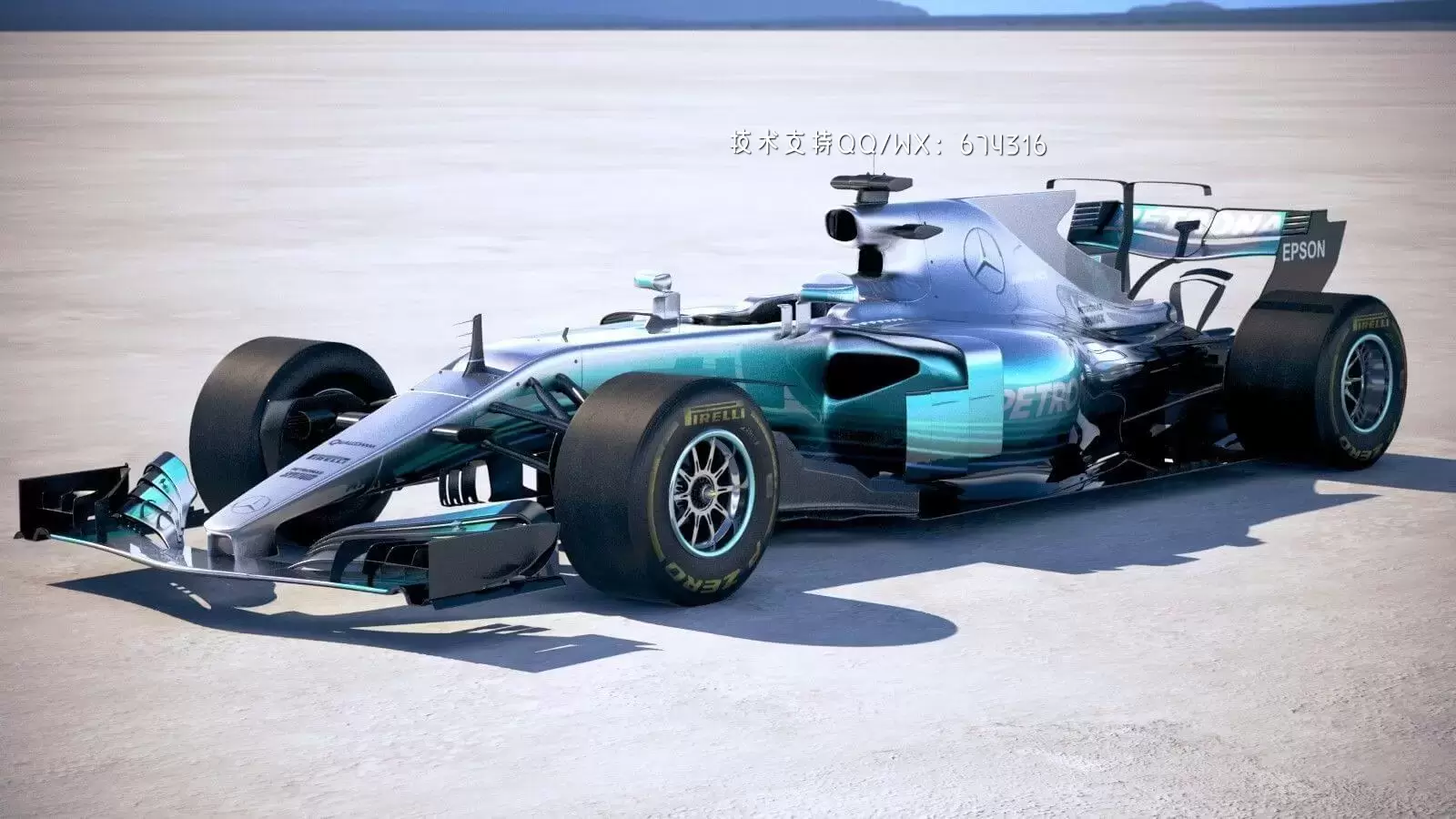 F1 梅赛德斯 Mercedes W08 2017 方程式赛车3D模型下载（C4D,FBX,OBJ,MAX）插图