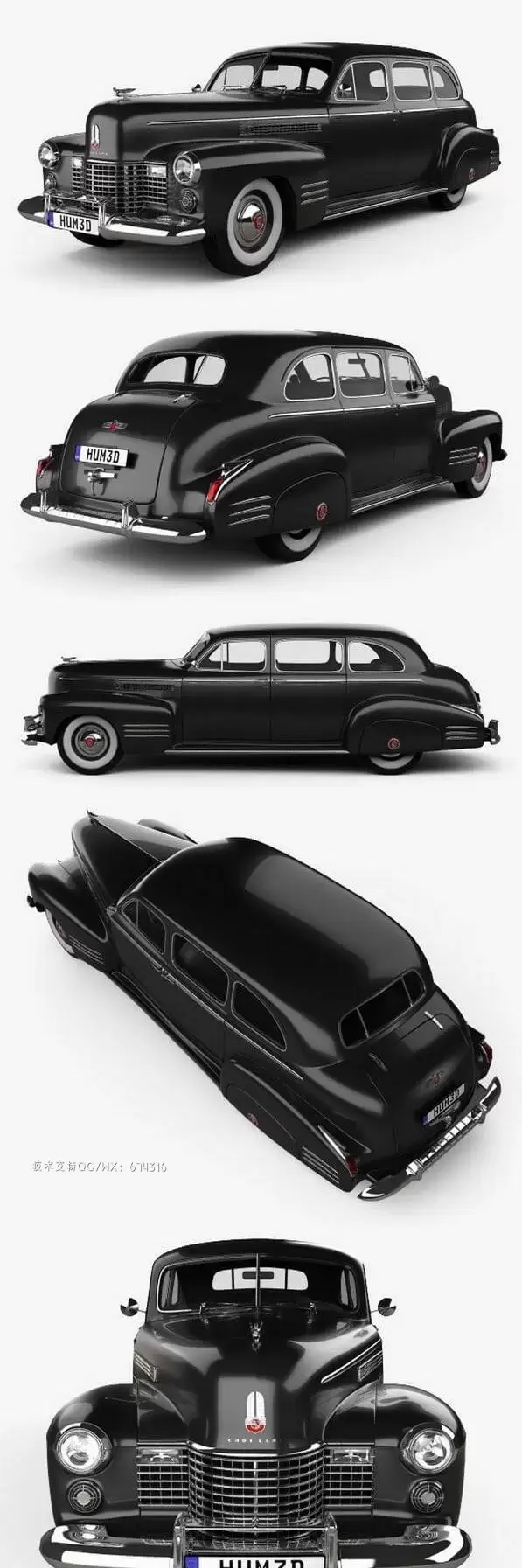 凯迪拉克 Fleetwood 75 touring sedan 1941 复古老爷车3D模型下载 (MAX,3DS,FBX,OBJ,C4D,LWO)免费下载