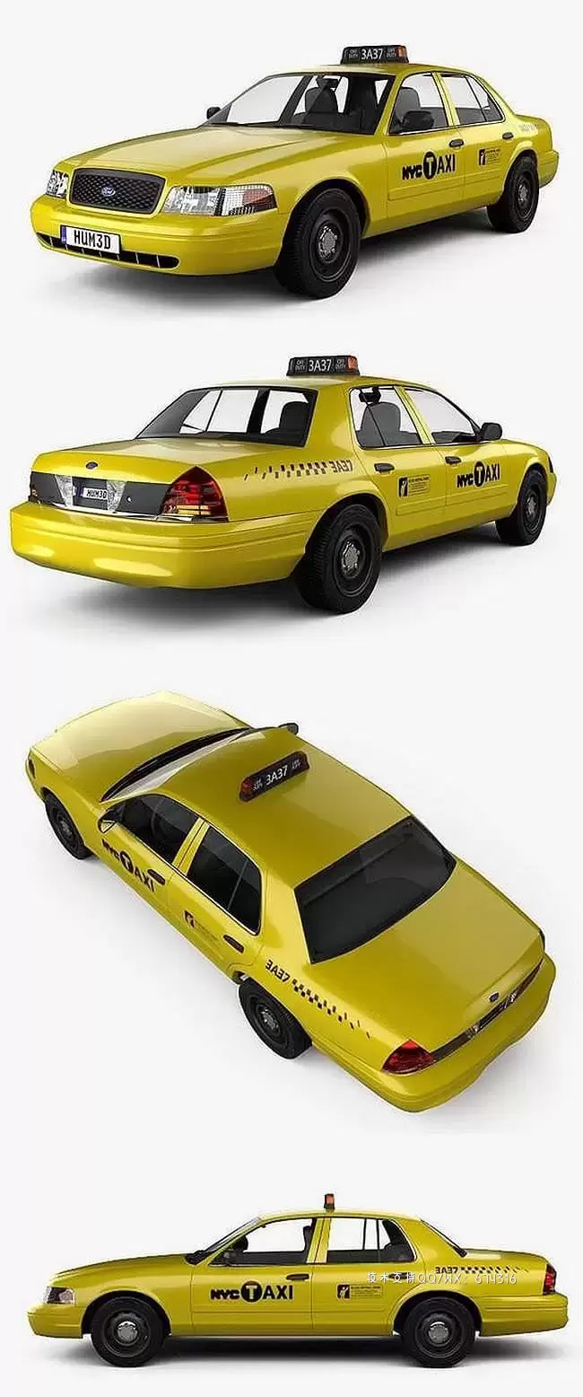 福特维多利亚皇冠纽约出租车 2005 汽车3D模型下载 (MAX,3DS,FBX,OBJ,C4D,LWO,TEX)免费下载