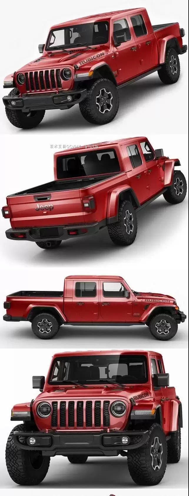 Jeep 角斗士 Gladiator 2020 越野车SUV皮卡汽车3D模型下载 (MAX,3DS,FBX,OBJ,C4D,LWO,TEX)免费下载