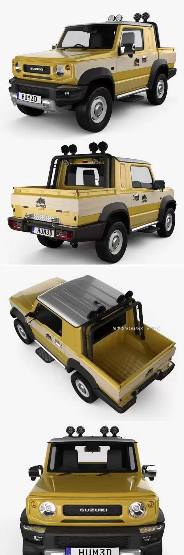 铃木 Jimny Sierra Pickup 2019 越野车汽车3D模型下载 (MAX,3DS,FBX,OBJ,C4D,LWO,TEX)插图