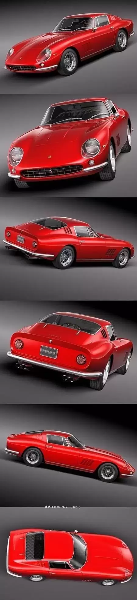 法拉利 275 GTB 1964-1968 3D 经典款跑车模型下载 (MAX,3DS,FBX,OBJ,C4D,LWO,DXF,WRL,TEX,3D Models)免费下载