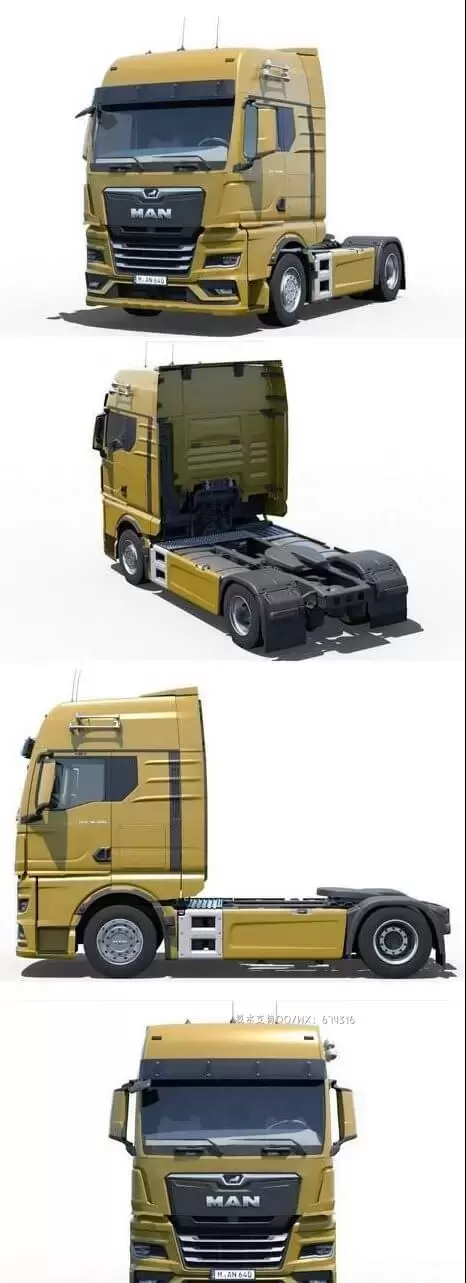 大货车车头 Man TGX 2020 货车3D模型下载 (MAX,3DS,FBX,OBJ,C4D,LWO)免费下载