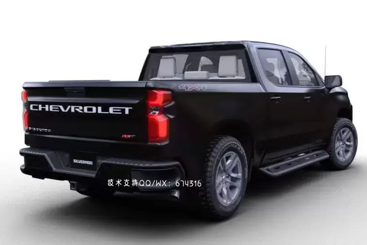 雪佛兰 Silverado Crew RST 2019 皮卡越野车汽车3D模型下载 (MAX,3DS,FBX,OBJ,C4D,LWO,TEX)插图1