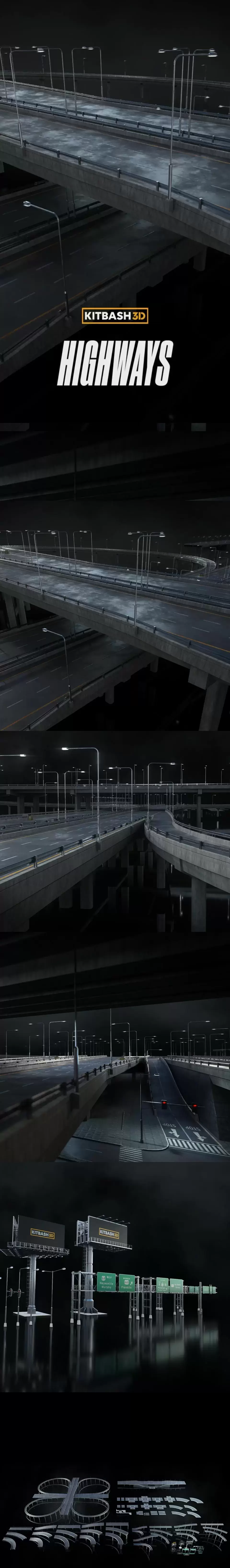 C4D必备高速公路元素整套3D模型套装下载（C4D）