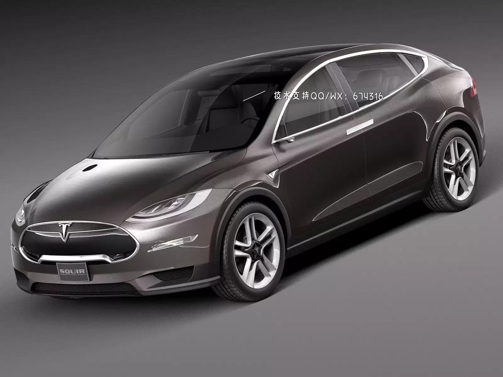 特斯拉 Tesla Model X Prototype 2012 电动车汽车3D模型下载 (MAX,3DS,FBX,OBJ,C4D,LWO,TEX)