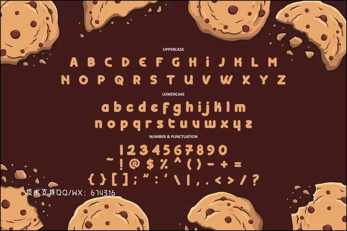 时尚清新可爱的大胆古怪的英文字体设计-Crunchy Cookies插图1