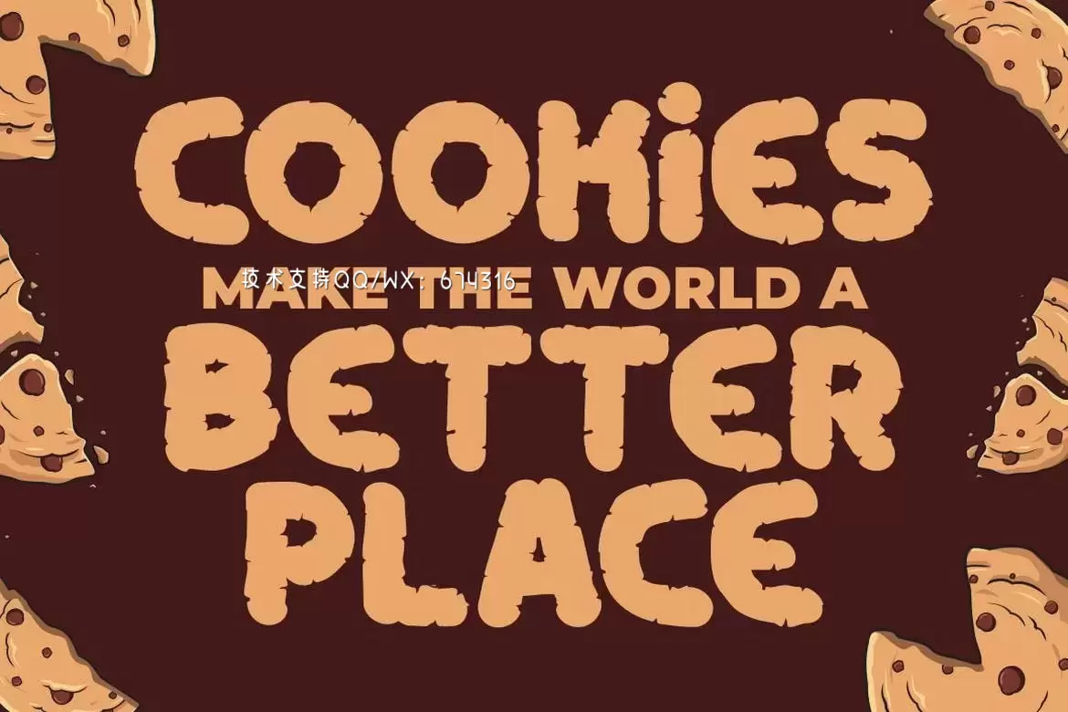 时尚清新可爱的大胆古怪的英文字体设计-Crunchy Cookies插图7