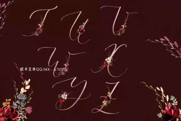 仿古花卉剪贴画和字体婚庆必备素材包插图12
