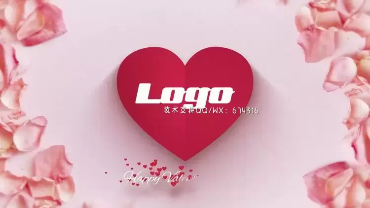 浪漫的情人节心形LOGO标志AE模板视频下载