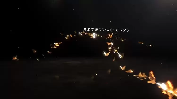 梦幻的金色蝴蝶标志AE模板视频下载(含音频)