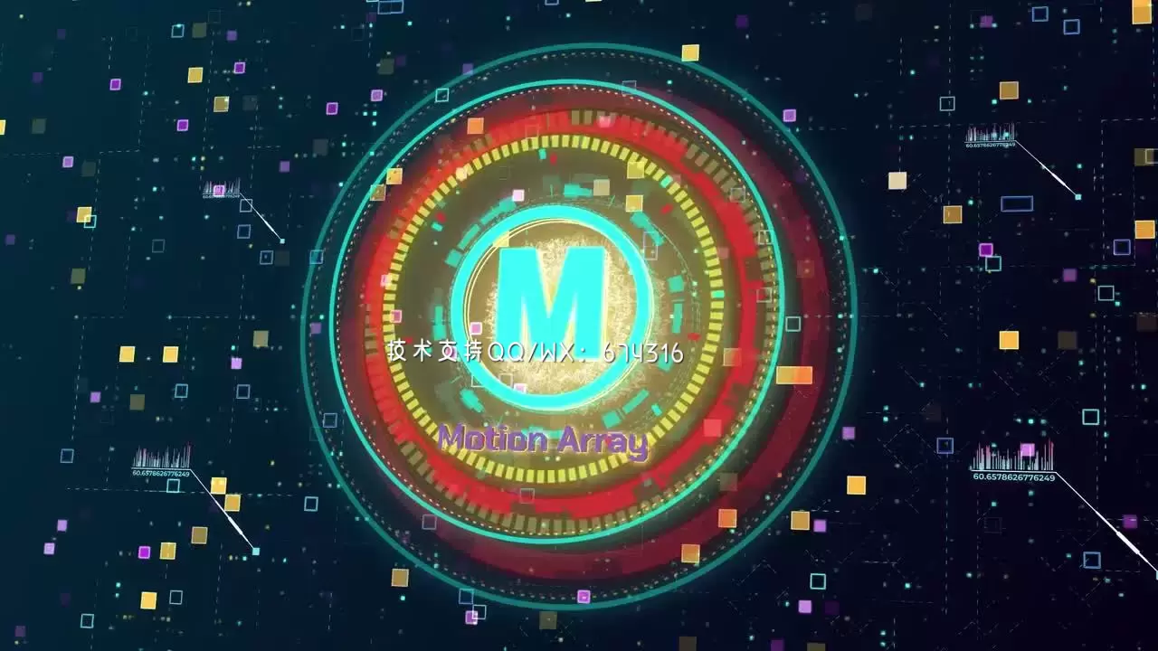 高科技色彩像素闪耀logo动AE模板视频下载(含音频)