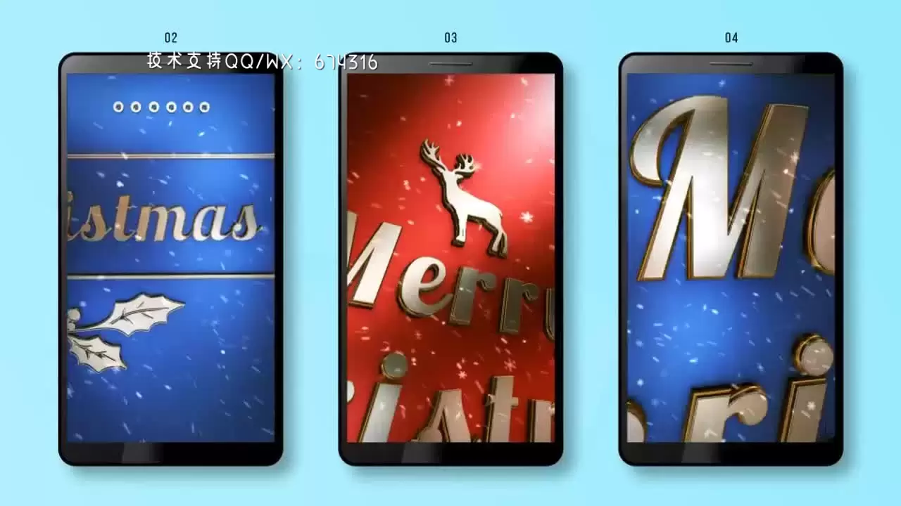 10个干净鲜艳有趣的垂直圣诞徽章AE模板视频下载(含音频)