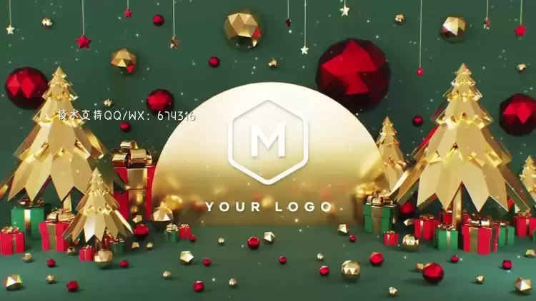 精美的新年和圣诞节LOGO标志AE模板视频下载(含音频)插图