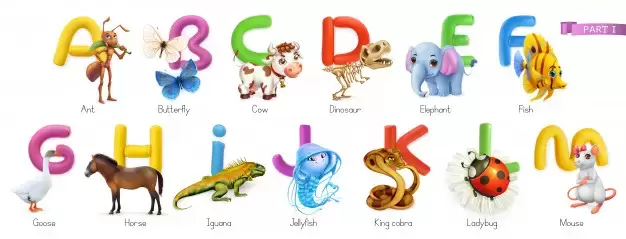 可爱的创意儿童动物字体设计样式插图