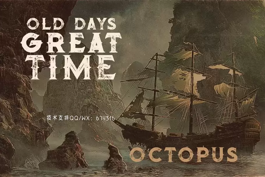 经典时尚字体 Octopus – 6 Vintage Style Fonts插图2