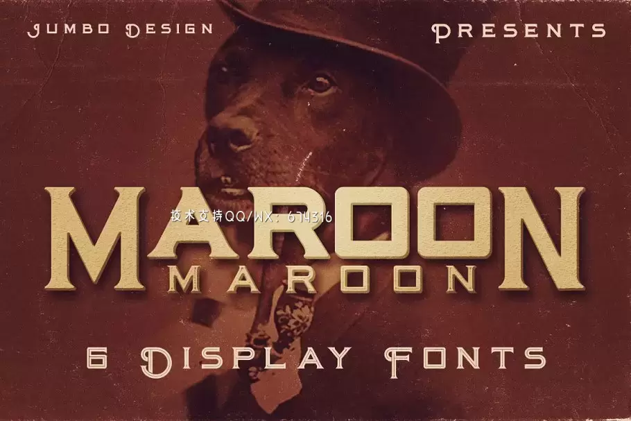 复古故事字体 Maroon – 6 Vintage Style Fonts插图